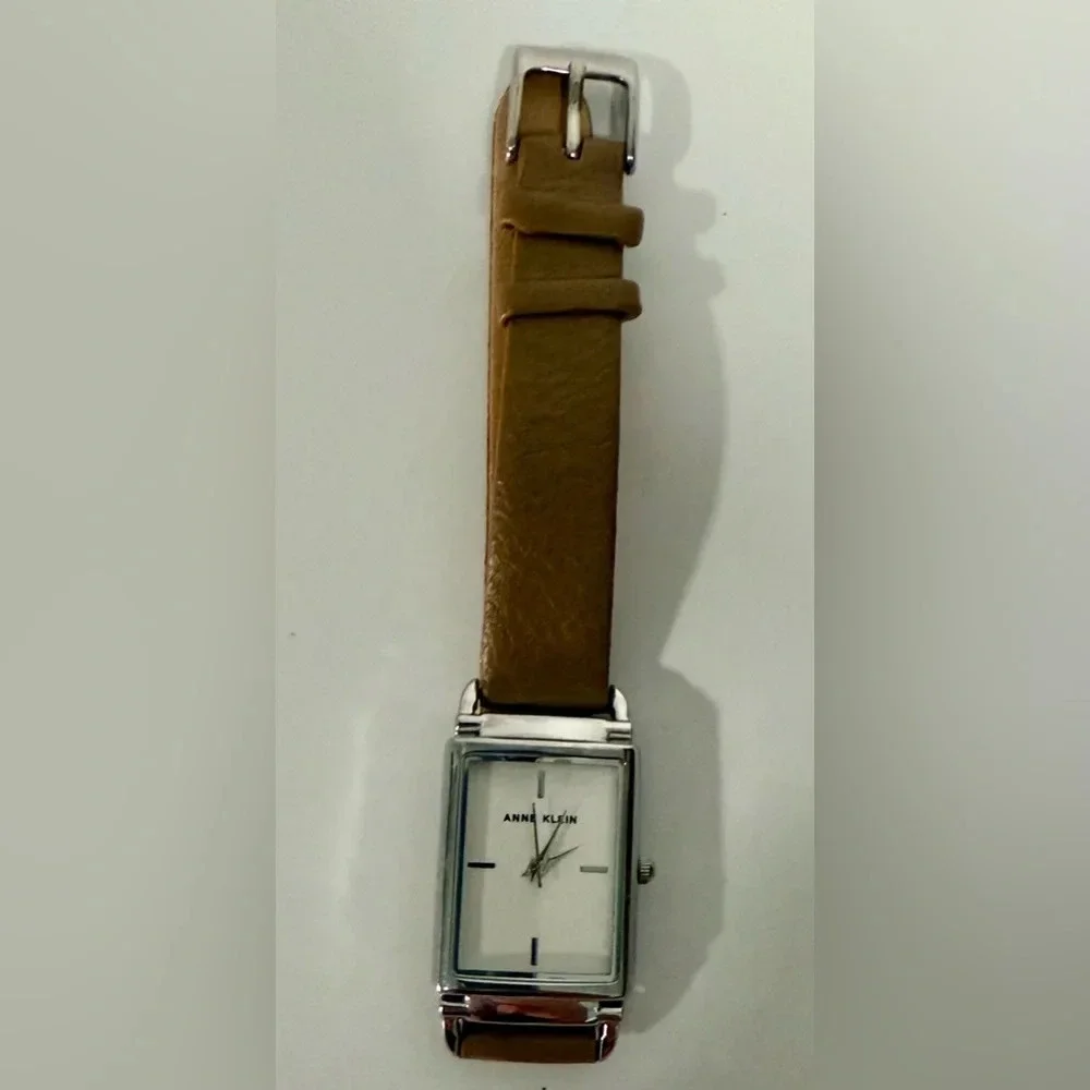Anne Klein Ladies Rectangular 21mm x 24mm Leather Dress Watch needs new battery
